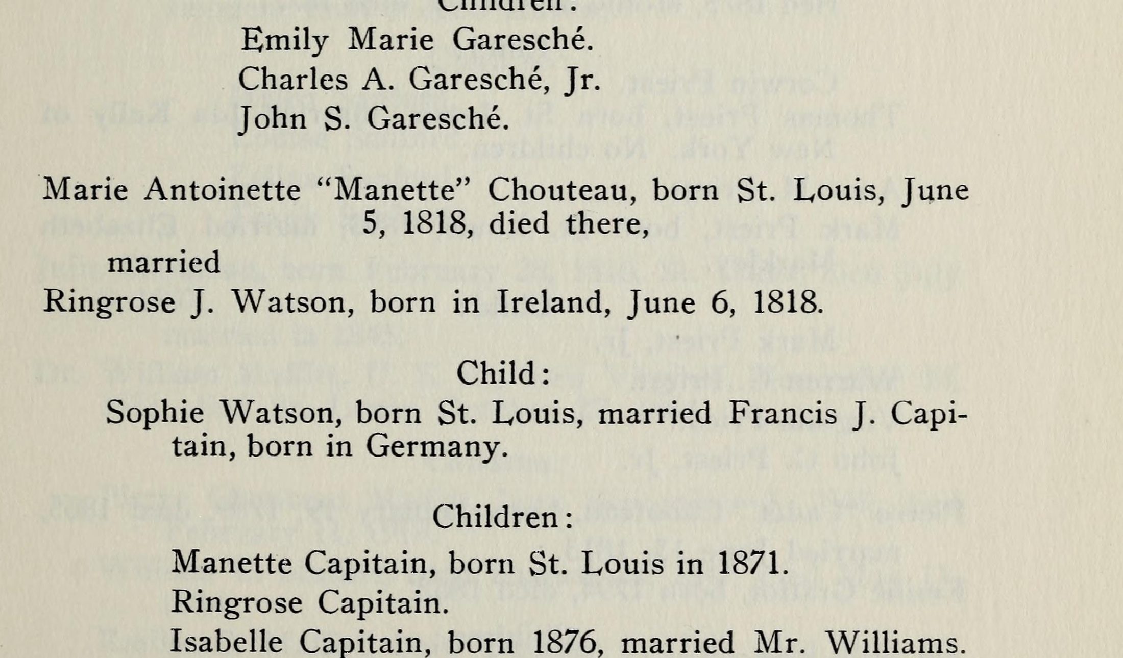 1934: "Marie Antoinette 'Manette' Chouteau, born St