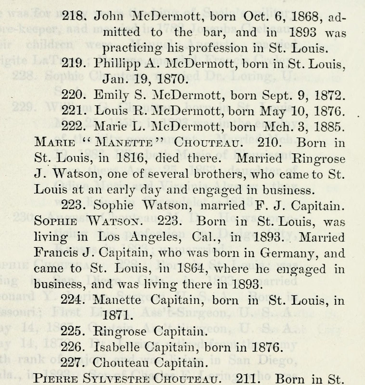1893: "Marie 'Manette' Chouteau