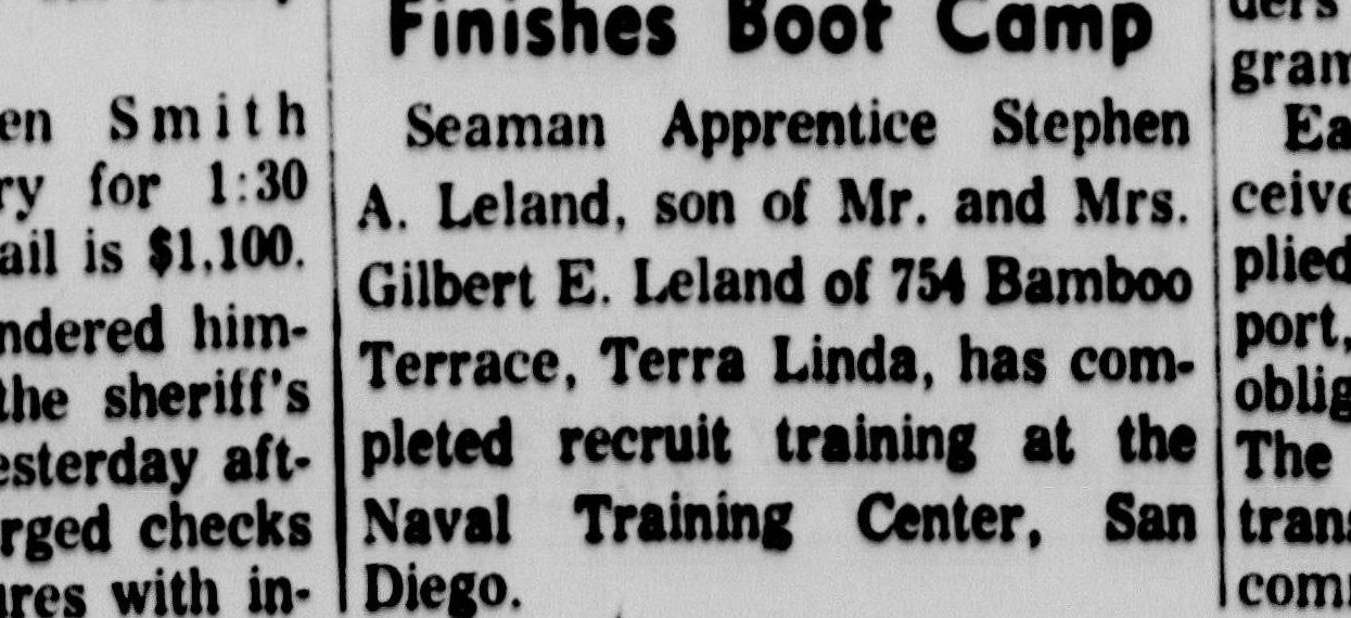 April 8, 1966: "Seaman Apprentice Stephen A