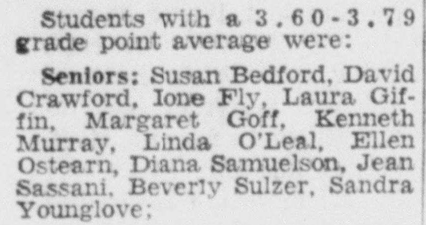 July 18, 1968: Terra Linda High School's honors list