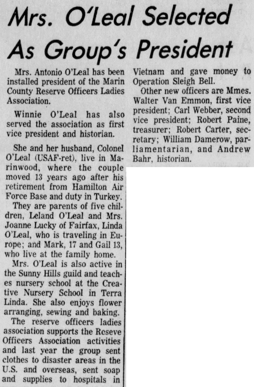 June 6, 1972: "Linda O'Leal, who is traveling in Europe